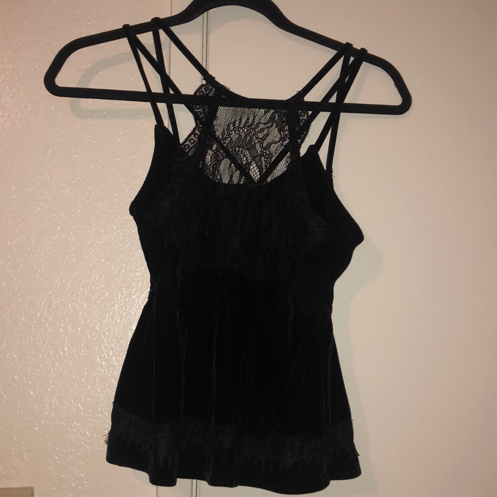 free people black lacy top with strapy back